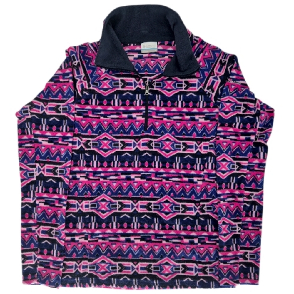 Colombia Pink and Blue‎ Colorful Lightweight 1/2 Zip Hiking Fleece Pullover